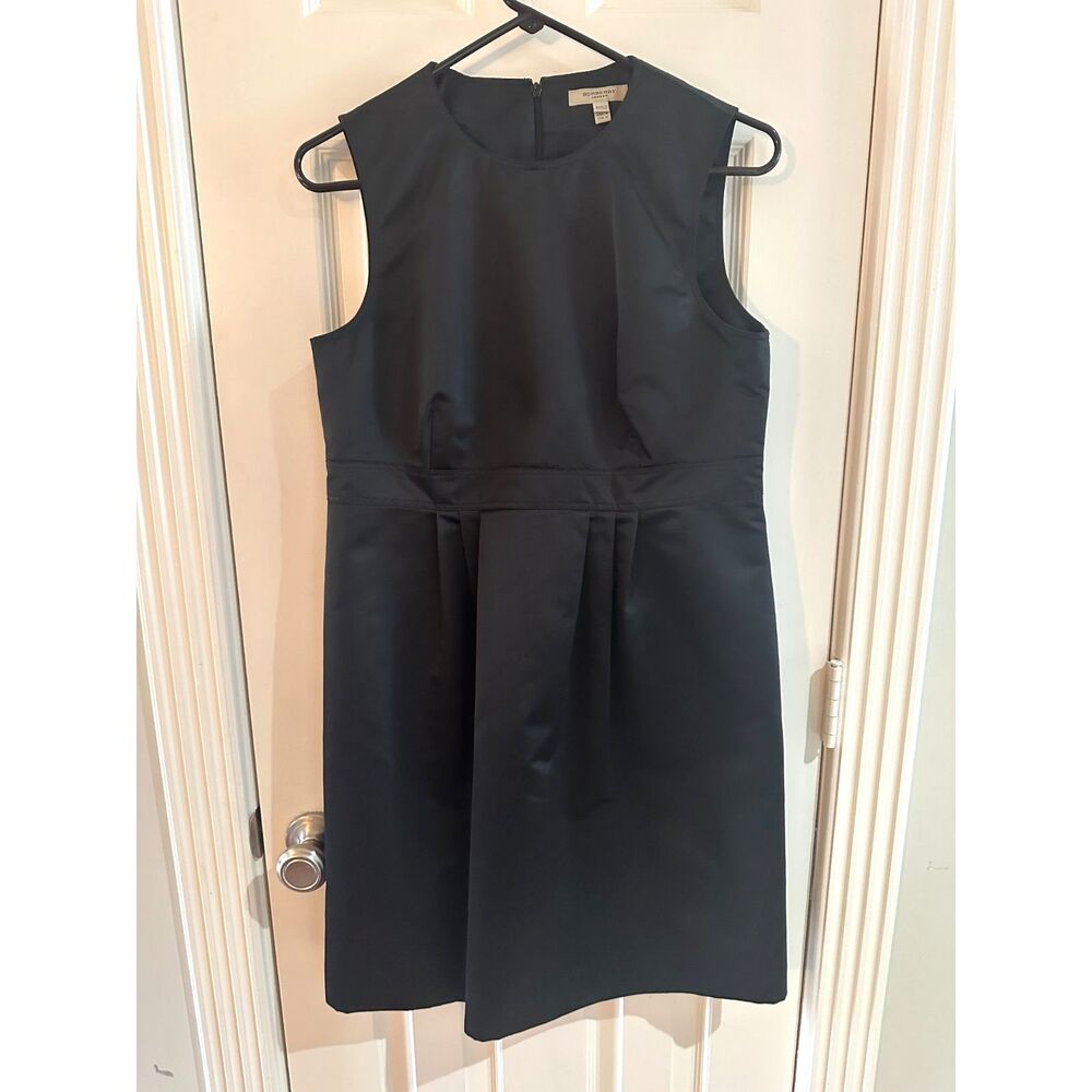 Burberry London Black Pleated Satin Sleeveless Cocktail Dress - Size 8